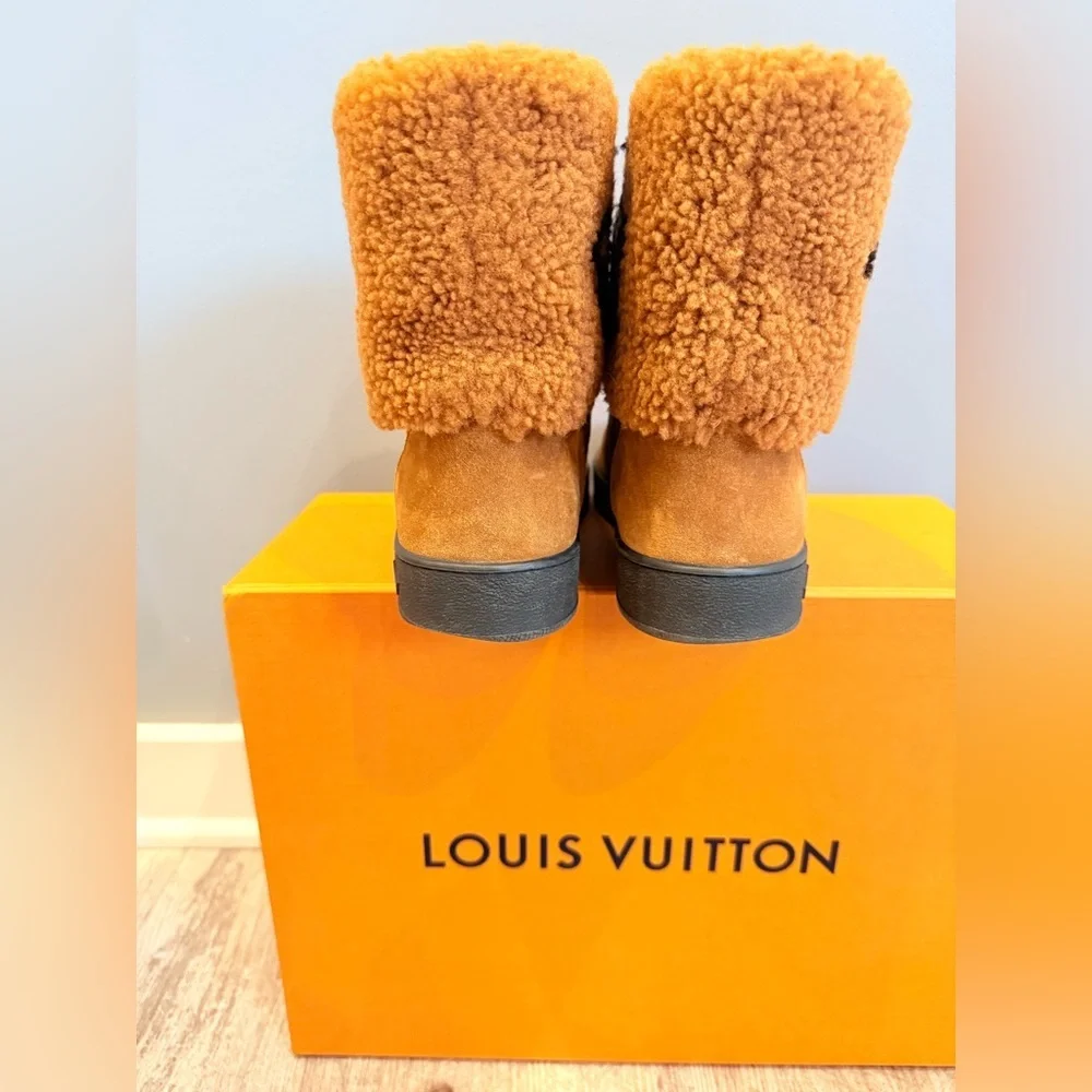 Louis Vuitton Suede Shearling Snowdrop Brown Ankle Booties - Picture 4 of 10